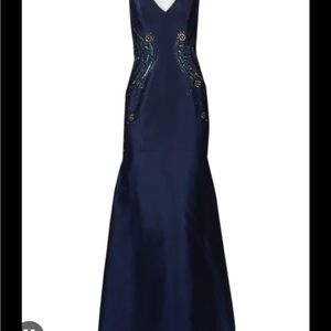 Adriana Papell Navy mermaid trumpet maxi prom wedding Gown Dress New with tags